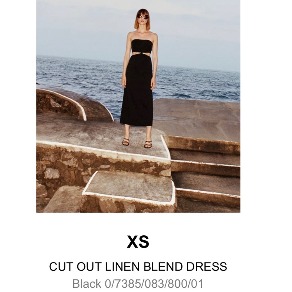 ZARA black cut out linen maxi dress